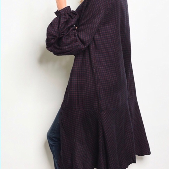 Gigi peplum geometric mutton sleeve duster cardi - Picture 2 of 8